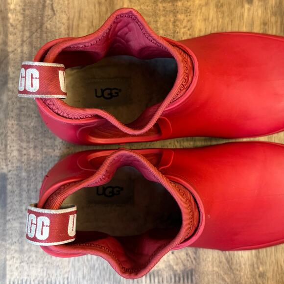 UGG Rain Boots Chevonne Chelsea Waterproof Sherling Insole Ribbon Red Women’s 9 - Picture 6 of 9
